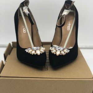 Leah Pearl & Diamante Trim Pointed Toe Heels